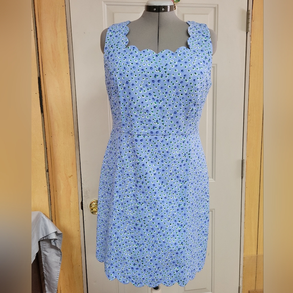 J. Crew Basketweave scallop-edge dress